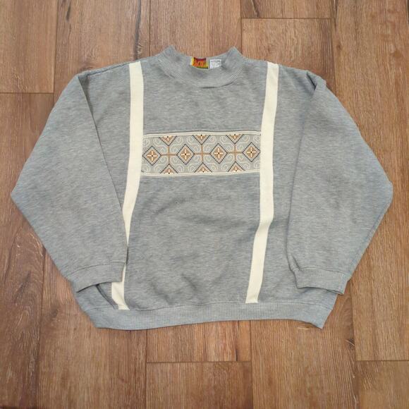VTG American Sportif Adult Large Sweatshirt Aztec Retro Pattern Skater Native - Picture 1 of 7
